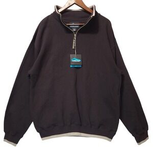 NWT Tri Mountain 1/4 Zip Fleece Pullover Sweatshirt 682 Everest Men L Brown Read